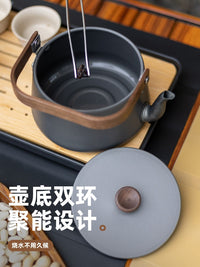 户外铝合金木柄茶壶露营烧水壶烧水泡茶壶野营野餐壶便携式咖啡壶