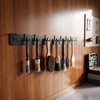 Powder-Coated Brush Hanger Rack with Six Hooks Rust-Resistant Detailing Brush Hanger Rustproof Wall-Mounted Organizer Heavy-Duty for Car Detailers