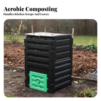 300L Garden Composter Weather Resistant Large Compost Bin Outdoor Compost Bin Ventilated Design Garden Composter for Homeowners