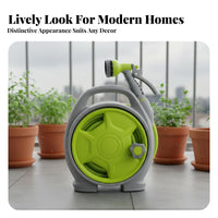 Hose Reel Cart with Spray Nozzle Manual Crank for Gardeners, Car Washers, Yard, Patio, Balcony