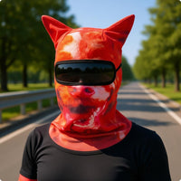 Bird-Eye Material 3D Creature Mask Hood Polyester 3D Creature Ear Balaclava Stretch Ear Hood Lightweight for Riding, Running, Fishing, Hiking