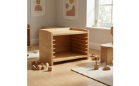 Puzzle Cabinet Open-Front Wooden Puzzle Rack Wooden Desktop Shelf for Teachers, Parents, Preschool, Playroom, Homeschool