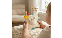 Portable Baby Soothing Cloth with Teether Compact Lovey with Teether Cozy Security Blanket with Wooden Loop Snuggly for Babies, Stroller, Tummy Time