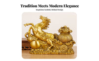 Success Symbol Golden Horse Pulling Wealth Cart Ideal Gift Feng Shui Wealth Horse Figurine Exquisite Workmanship for Business Owners, Office