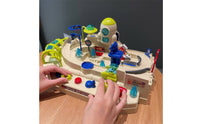8 Obstacles Space Adventure Car Track Improves Fine Engine Skills Mechanical Car Obstacle Course No Batteries Required Button Activated Race Track Toy 6 Control Buttons for Boys, Kids, Toddlers