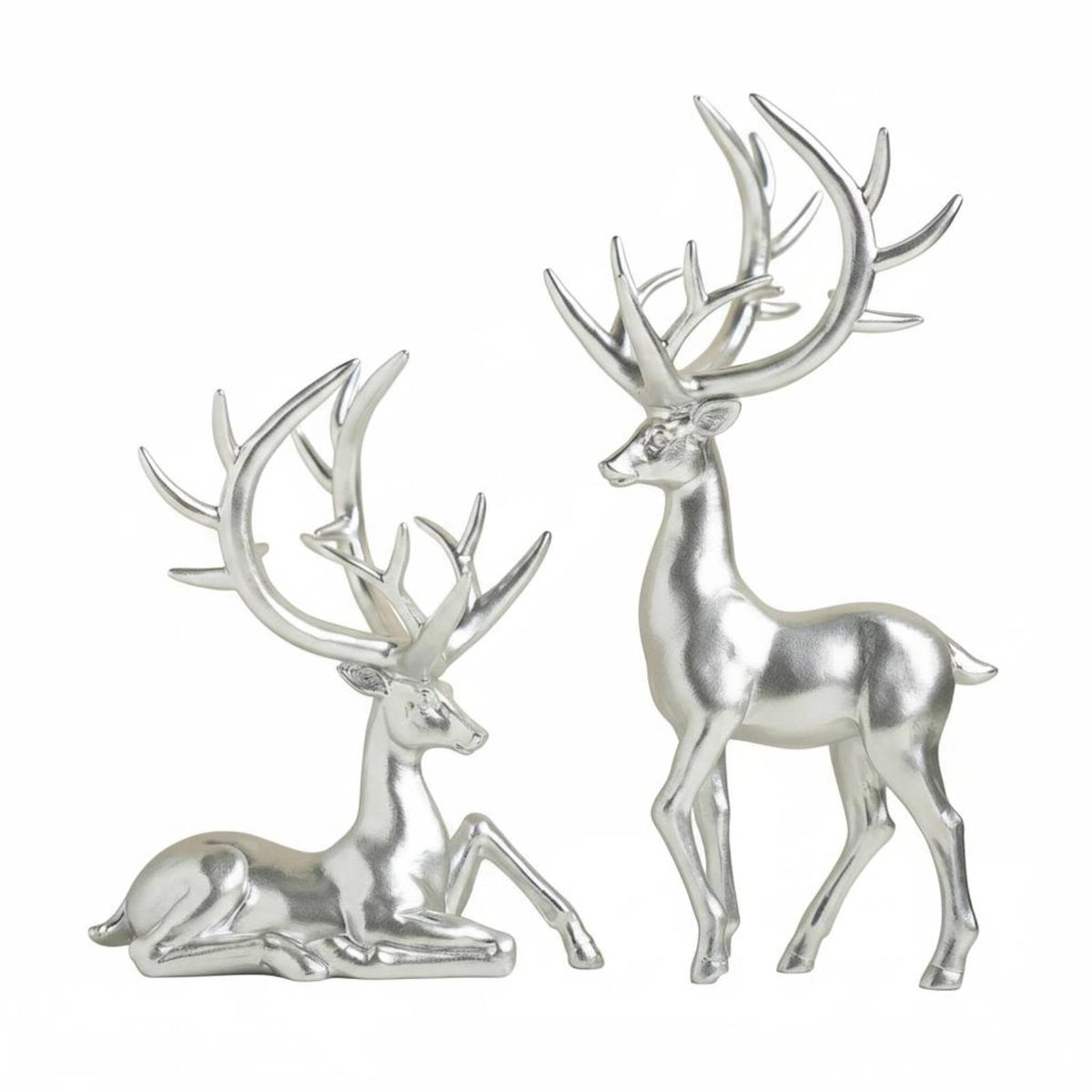 2 Pieces Nordic Design Resin Deer Statue Handmade Reindeer Figurine Long-Lasting for Living Room