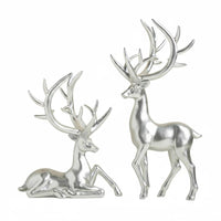 2 Pieces Nordic Design Resin Deer Statue Handmade Reindeer Figurine Long-Lasting for Living Room