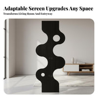 Foldable Wavy Panel Partition Minimalist Design Folding Screen Privacy Design Room Divider Mobile for Interior Designers, Business Owners, Entrance Hall, Bedroom, Studio Apartment, Restaurant