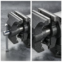 Bench Vise with Swivel Base Double-Jaw Bench Vise Cast-Metal for Workshops