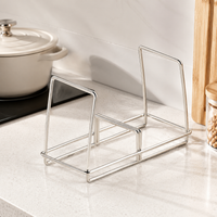 Polished Lid Holder Made of 304, Kitchen Organizer for Countertop, Lid Holder for Small Apartments, Silver