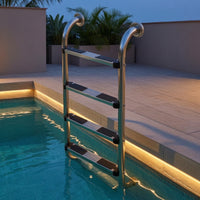 Stainless Steel Pool Ladder Resistant Pool Ladder with Handrails Polished for Swimming Club