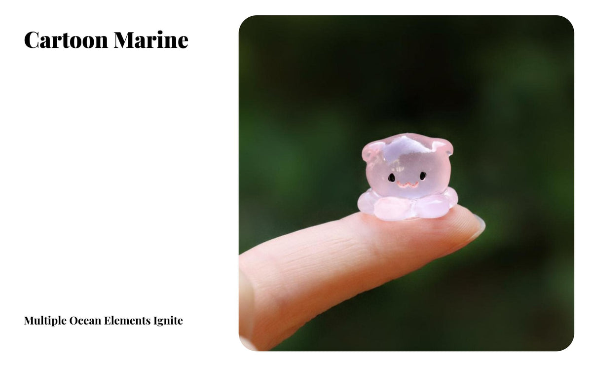 Micro Landscape Figurine Mystery Bag Small Marine Animal Figurines Cute Design Miniature Sea Animal Figure for Hobbyists, Terrarium, Fairy Garden