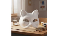 Paintable Cat Mask Lightweight Blank Cat Mask Reusable for Halloween, Festivals