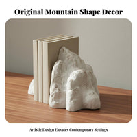 2 Pieces Creative Design Mountain Shaped Bookends Non-Slip Base Resin Book Stoppers for Students, Homeowners, Study Room, Desktop, Bedroom