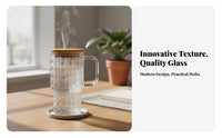 Lidded Glass Cup with Straw Large Capacity Glass Tumbler with Handle Transparent Body Drinkware for Office Workers, Students, Home, Daily Use, Kitchen