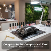 2 Pieces Marble Pattern Nail Cushion Set Soft & Comfortable Manicure Hand Pillow Washable Nail Art Hand Rest Set for Manicurists, Beauty Students, Spa