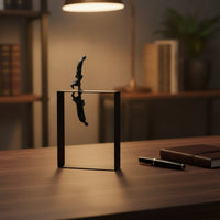 Abstract Human Statue Geometric Metal Ornament with Base Tabletop Metal Ornament Figurine for Living Room, Study