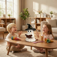 Reading Ghost with Witch Hat Cute Ghost Figurine Standing Tabletop Decoration Playful for Students, Bookshelf