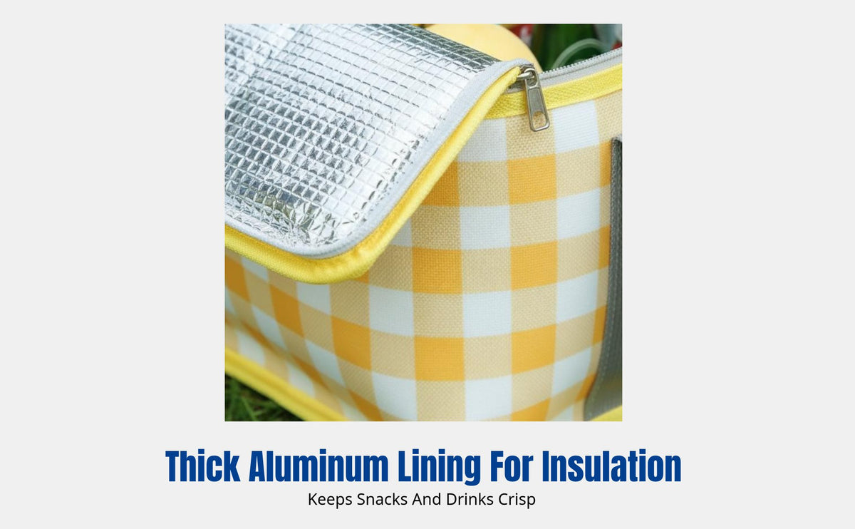 Insulated Outdoor Meal Bag, Large Capacity Folding Aluminum Foil Cooler Basket, Thickened, Portable for Camping