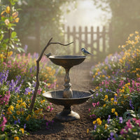 Vintage Bird Feeder Distressed Finish Antique Style Bird Feeder Easy to Maintained Garden Decor for Patio