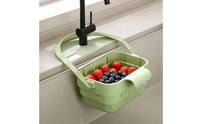 Collapsible Sink Colander with Flip Cover Space-Saving Hanging Sink Basket Quick Drainage Drain Basket Compact for Rv
