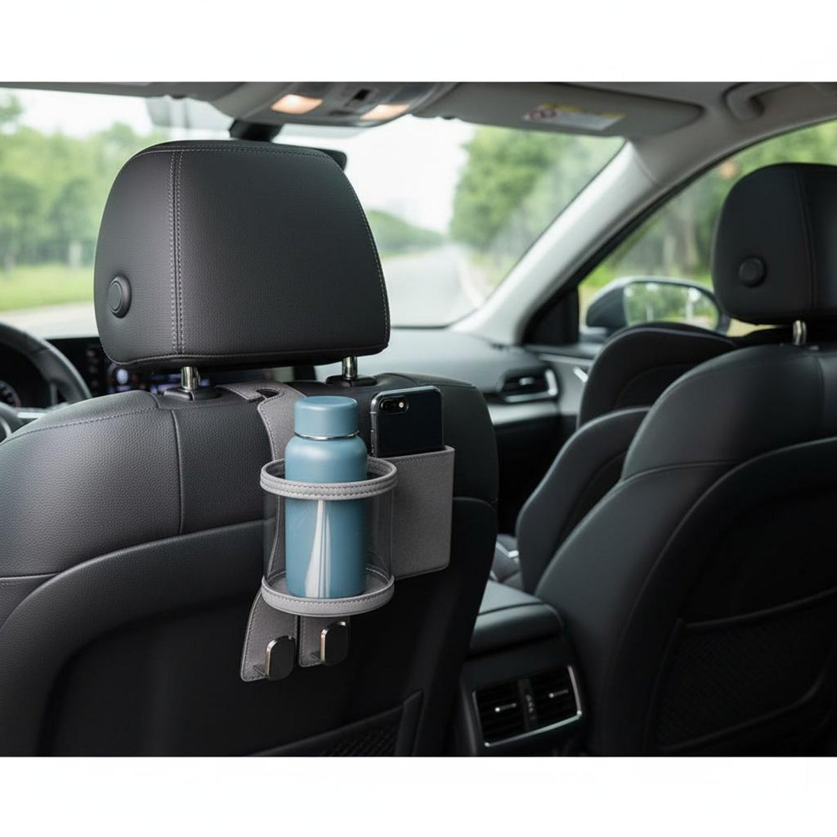 Headrest Phone and Drink Holder Reserved Charging Port Back Cup Holder Easy Tool Installation Multifunctional Car Storage Hook