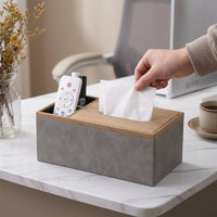 Tissue Box Holder Rectangle with PU Leather Finish, Multi-purpose Facial Tissue Box for Bathroom Decor, Desk Organizer for Home Office, 3 Slots