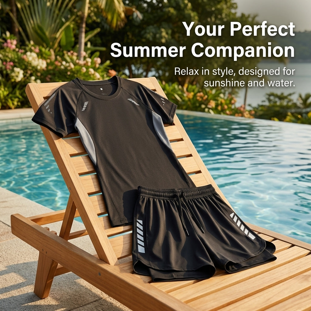 Women's Modest Tankini Swimsuit with Shorts for Water Sports, Sleeve Polyester Set for Hot Springs, Adult Swimwear with Underwire Support