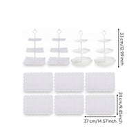 10 Pieces Lace-Like Three-Tier Square Stand Lightweight Three-Tier Round Stand Ornate Tiered Dessert Display Space-Saving Storage
