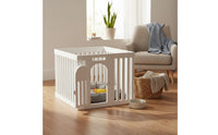 Unrestricted Combination Small Dog Kennel Fence Optional Roof Cover Indoor Dog Fence with Door Easy Assembly Modular Puppy Playpen for Young Dogs, Living Room