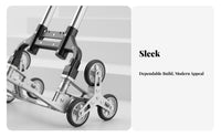 Foldable Stair Climbing Dolly Portable 6-Wheel Stair Climbing Transport Telescopic Handle Hand Truck Quick Folding for Delivery Workers, Homeowners, Stairs, Shopping, Warehouse, Travel