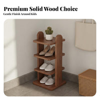 Solid Wood Shoe Rack Space-Saving Design Corner Shoe Shelf Sturdy and Hard-Wearing Multi-Tier Storage Rack for Apartment Dwellers, Homeowners