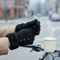 Women's Knitted Touchscreen Gloves with Fleece Lining for Winter Outdoor Cycling