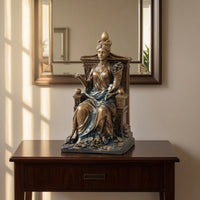 Deity Figurine with Throne Tabletop Deity Figurine Mother Terra Statue Freestanding Decor Sculpted for Collectors, Bookshelf