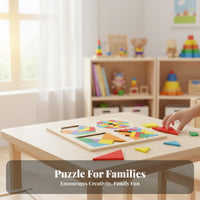 Tangram Block Mind Game Set Early Education Quadruple Challenge Set Wooden Mind Game Board Geometric Pattern Blocks Encourages