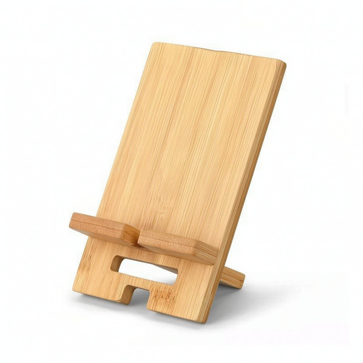 Wooden Phone Stand Handshands-off Desktop Phone Holder Wooden Stand with Ledge Minimalist Angled for Desk, Screen Calls