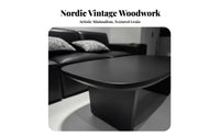 Wabi-Sabi Design Rounded Rectangular Coffee Table Nordic Influence Slab Leg Coffee Table Japanese Aesthetic Living Room Furniture Minimalist Design for Homestay Owners, Interior Designers, Homeowners, Lounge Area, Hotel Lobby