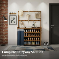 All-in-Single Design Shoe Rack with Coat Hanger Multi-Functional Coat Rack with Shoe Storage Space-Saving Household Furniture Large Capacity for Apartment Dwellers, Homeowners, Families, Hallway, Foyer, Mudroom, Bedroom