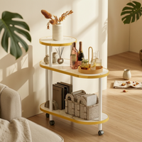 3-Tier Storage Cart Modern Side Table with Wheels Multifunctional for Apartment