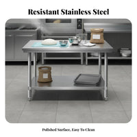 Easy to Clean Stainless Steel Work Table Rust-Resistant Commercial Food Prep Table Long-Lasting Commercial Food Prep Station High Load Capacity for Restaurant Owners, Workshop Workers, Bakery, Hotel, Garage, Laundry Room