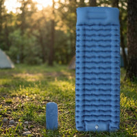 Inflatable Mattress with Integrated Pillow for Air Bed Comfort, Portable Camping Mat with Built-in Foot Pump, Nylon TPU Roll Mat Camping Gear