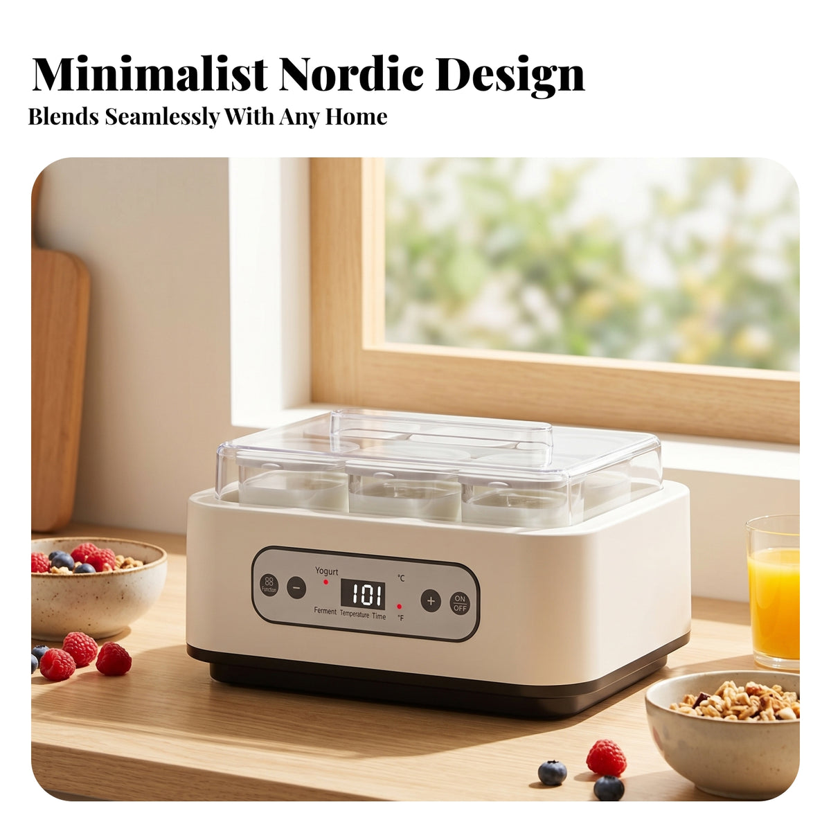 Automatic Yogurt Maker Light Beige Finish Temperatureregulated Yogurt Maker Timer Kitchen Appliance