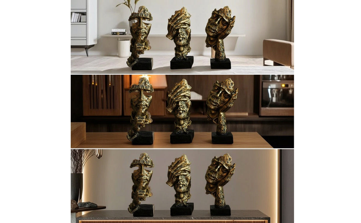 3 Pieces Tabletop Ornaments Sculptural Sculpture Creative for Living Room