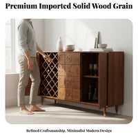 Wood Credenza Multifunctional Kitchen Buffet Sideboard Sturdy & Sturdy Accent Chest of Drawers for Home Decor Ators, Adults, Living Room, Entryway