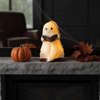 Night Light Cute Lamp with Book Warm Golden Halloween Figurine for Kids, Bedroom, Reading Corner