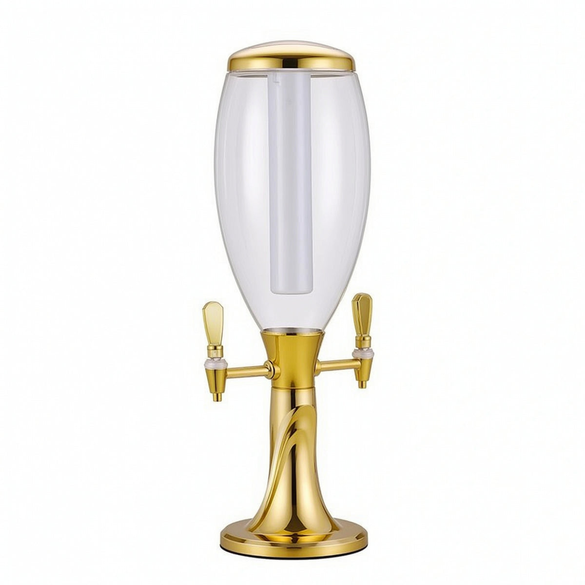 Double-Head Beer Dispenser with Ice Column Illuminated Beer Dispenser Stable Beverage Dispenser with Ice Tube Easy-Pour for Hosts, Taverns, KTV