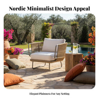 4 Pieces Nordic design 4-Piece Woven Conversation Set Weather-Resistant Outdoor Furniture sturdy Construction Patio Seating Includes pads for Garden fans, Homeowners, Entertainers, Sunroom, Balcony, rearyard, water's edge