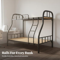 Metal Bunk Bed Space-Saving Design Iron Bunk Bed Stable for Students, Adults, Dormitory, Dorm Room, Apartment