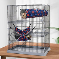 Cartoon Hamster Hammock and Hamster Tunnels 2-Piece Set, Polyester Sleeping and Hiding Cage Accessories, for year-round Indoor Use