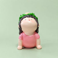 Stretching Silhouette Figurine Pink Outfit Cartoon Stretching Figurine Compact Home Decoration